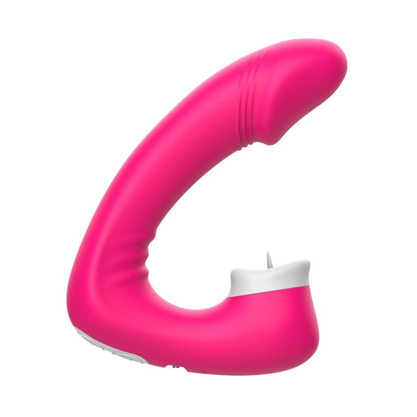 Розовый вибромассажёр с клиторальной стимуляцией 5