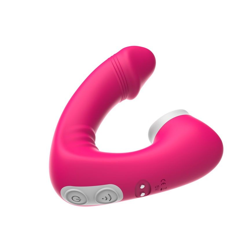 Розовый вибромассажёр с клиторальной стимуляцией 6