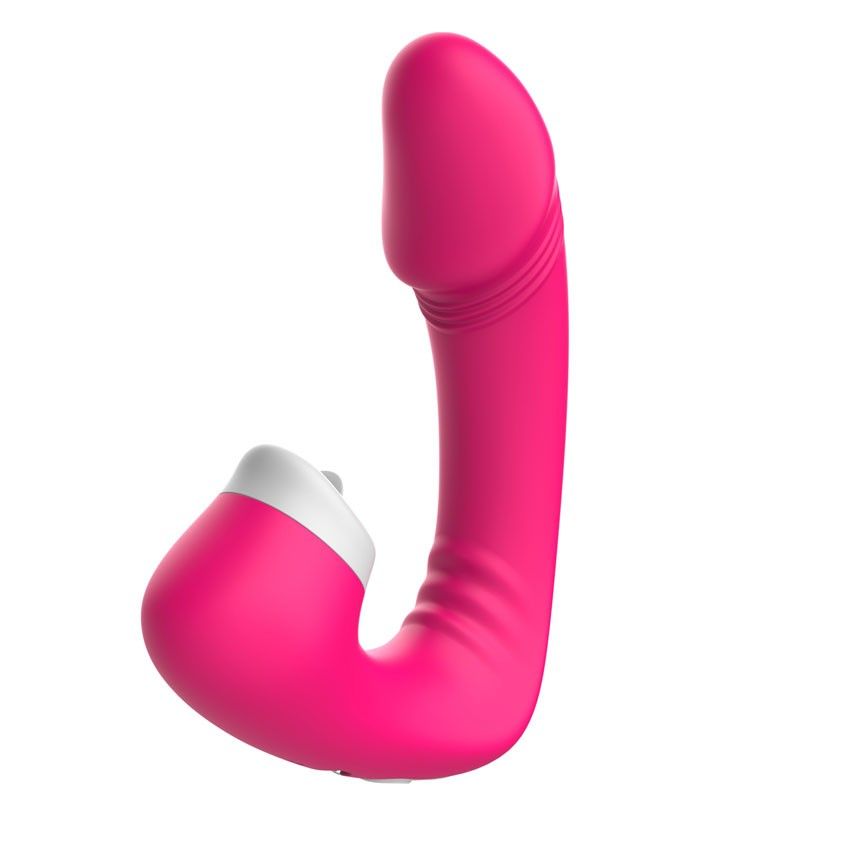 Розовый вибромассажёр с клиторальной стимуляцией 7