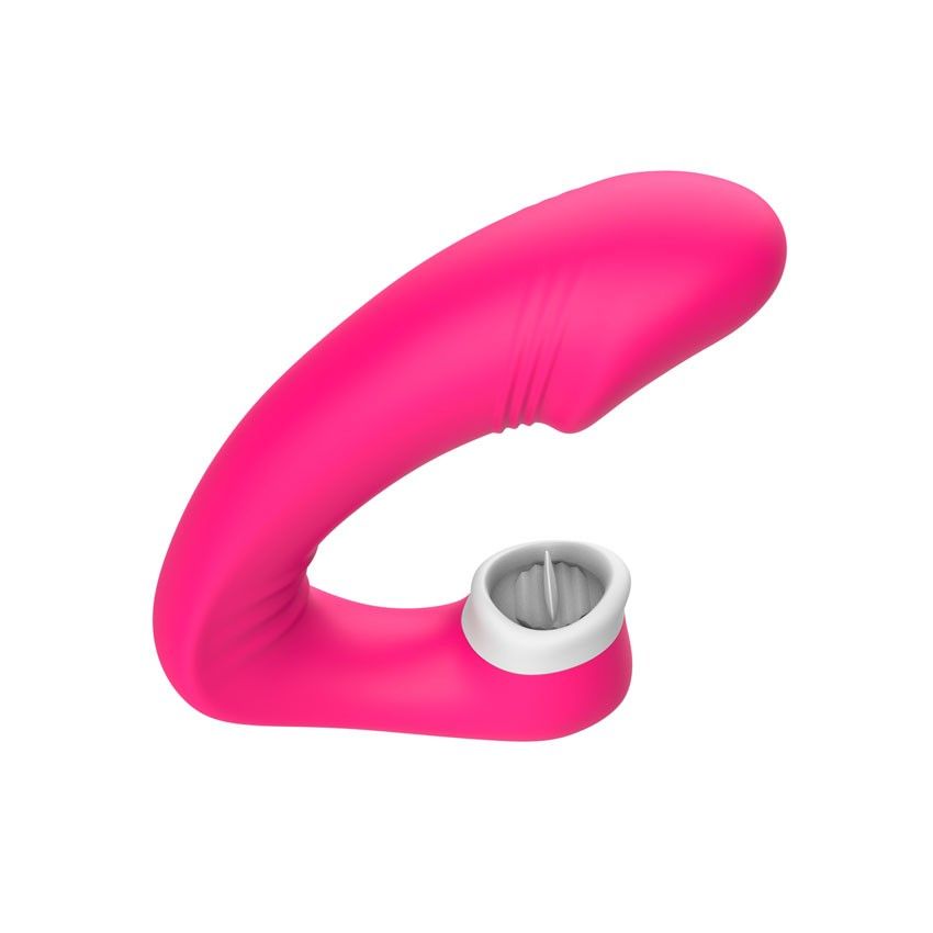 Розовый вибромассажёр с клиторальной стимуляцией 8