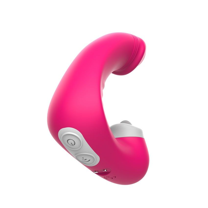 Розовый вибромассажёр с клиторальной стимуляцией 9