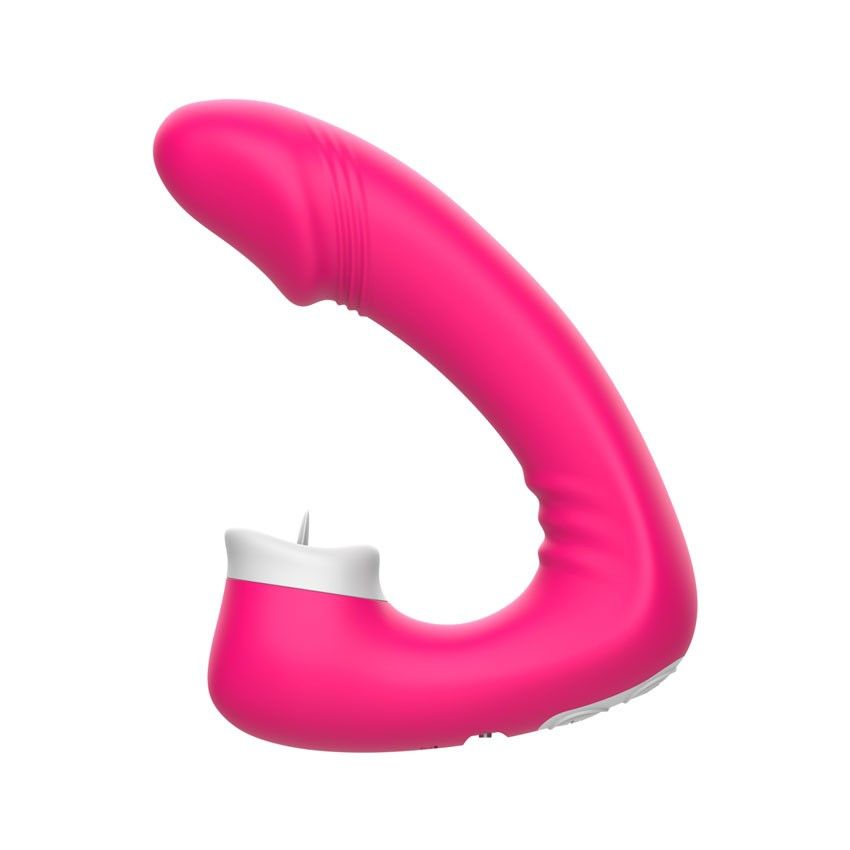 Розовый вибромассажёр с клиторальной стимуляцией 1