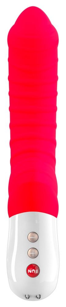 Красный вибратор с рёбрышками Tiger - 22,3 см. 3