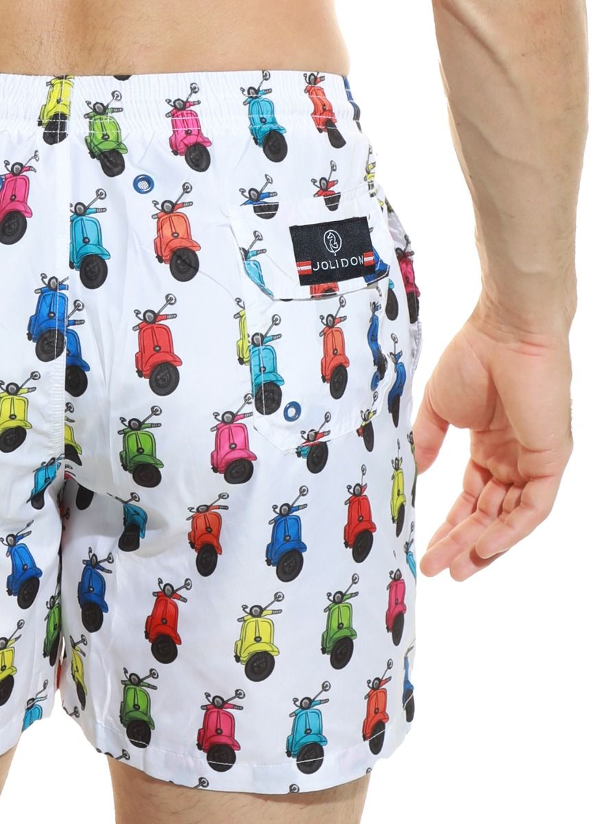 Мужские пляжные шорты с принтом в виде цветных мопедов 2