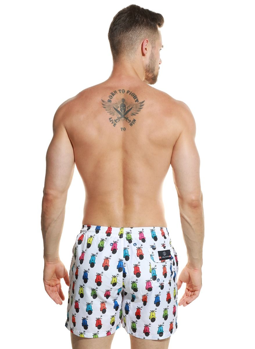 Мужские пляжные шорты с принтом в виде цветных мопедов 4