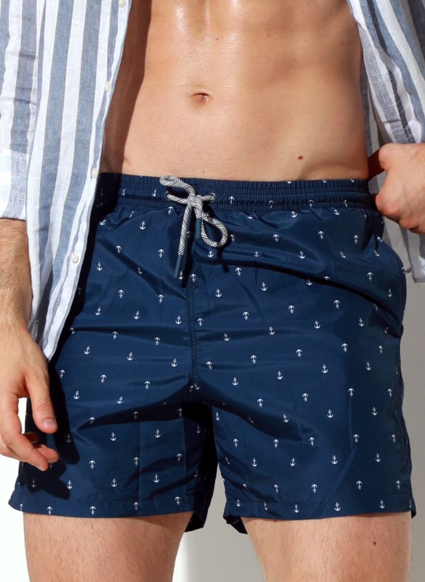 Мужские пляжные шорты с принтом в виде якорей 1