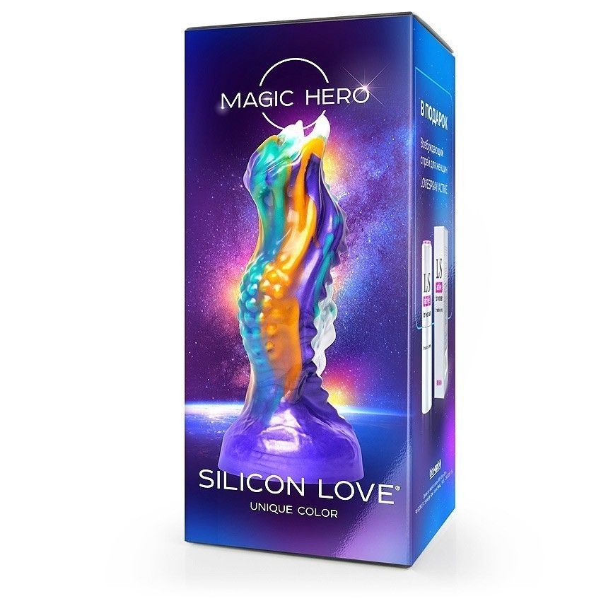 Яркий фантазийный фигурный фаллоимитатор - 22 см. 3