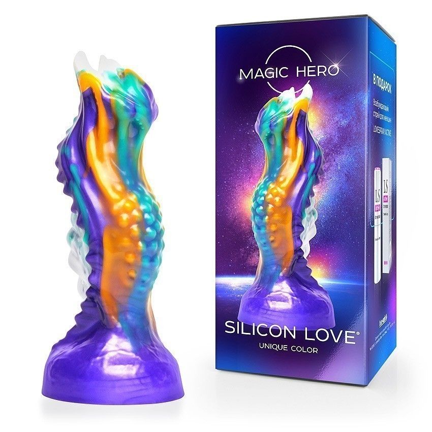 Яркий фантазийный фигурный фаллоимитатор - 22 см. 1