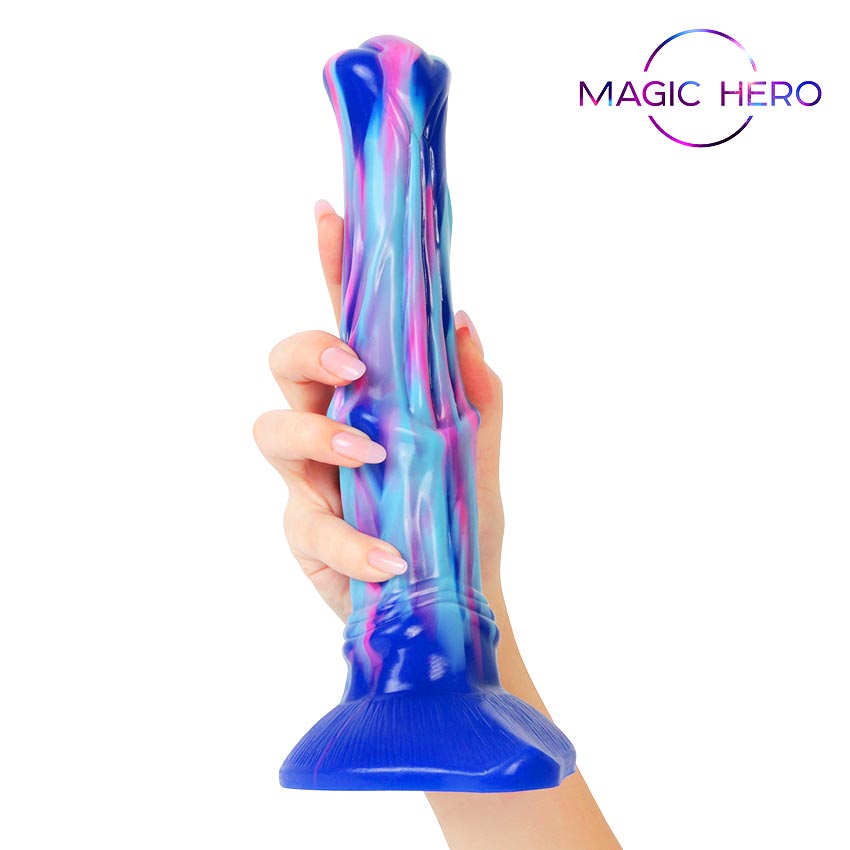 Сине-голубой фантазийный фаллоимитатор - 25 см. 5