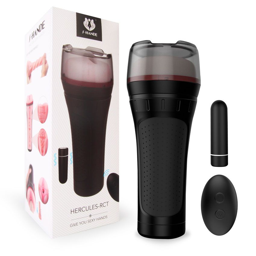 Черный мастурбатор-вагина с вибропулей и пультом ДУ 1