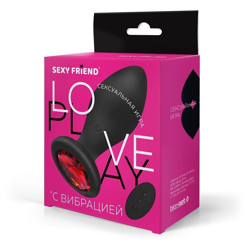 Черная вибровтулка с прозрачным кристаллом и пультом ДУ - 9 см. 3