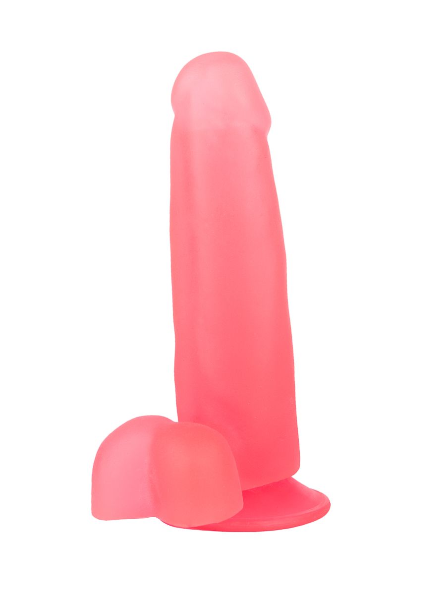 Нежно-розовый фаллоимитатор с мошонкой на присоске - 16,5 см. 2