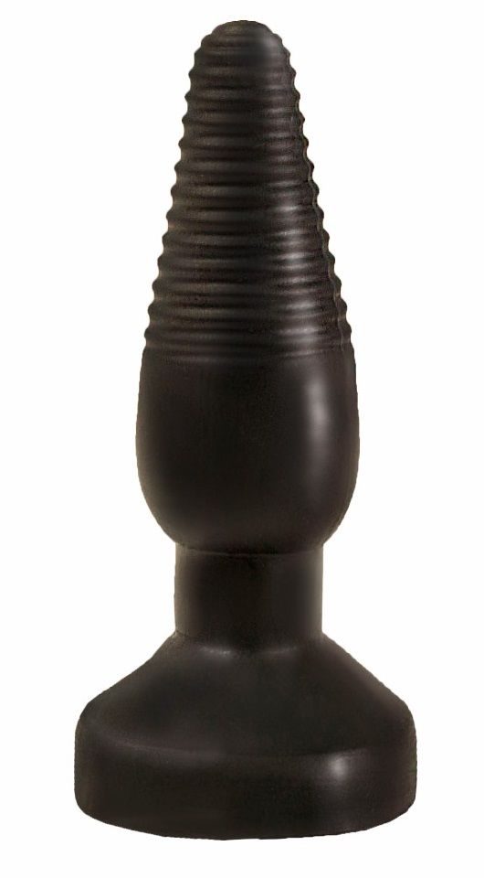 Чёрный анальный плаг с ребристой поверхностью - 14 см. 1