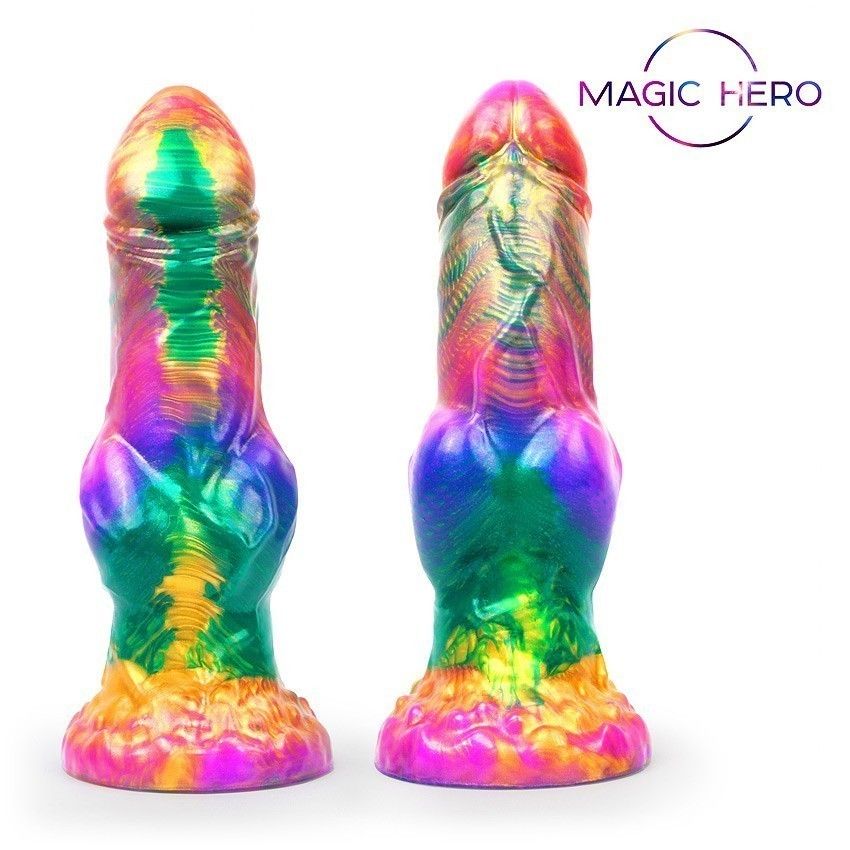 Разноцветный фантазийный фаллоимитатор на присоске - 24 см. 2