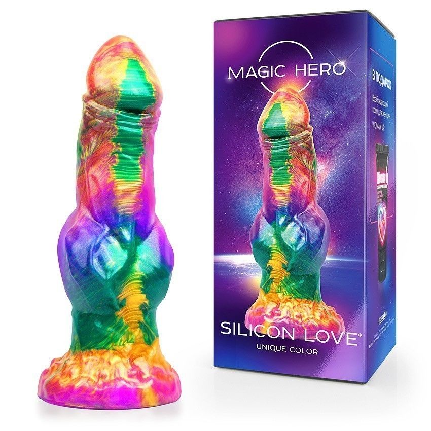 Разноцветный фантазийный фаллоимитатор на присоске - 24 см. 1