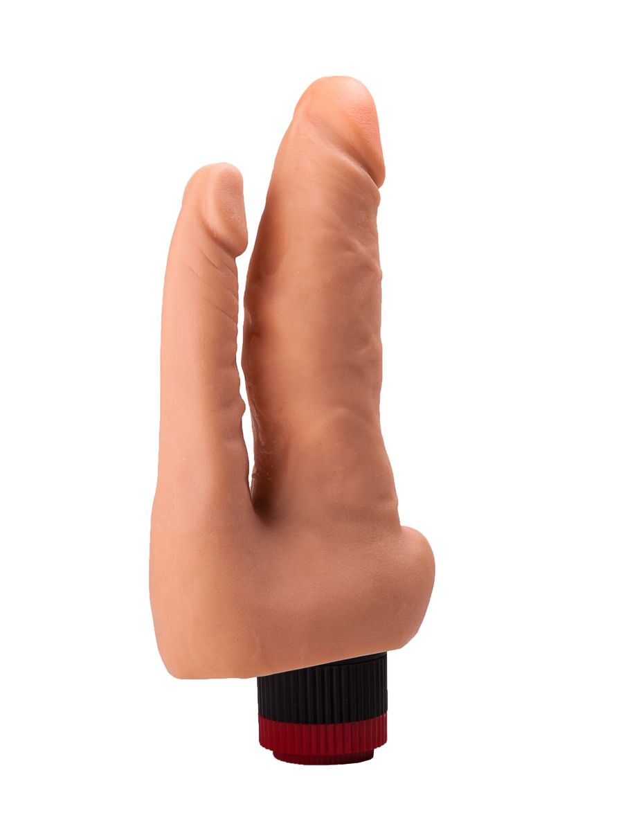 Двойной гелевый вибратор телесного цвета - 17 см. 2