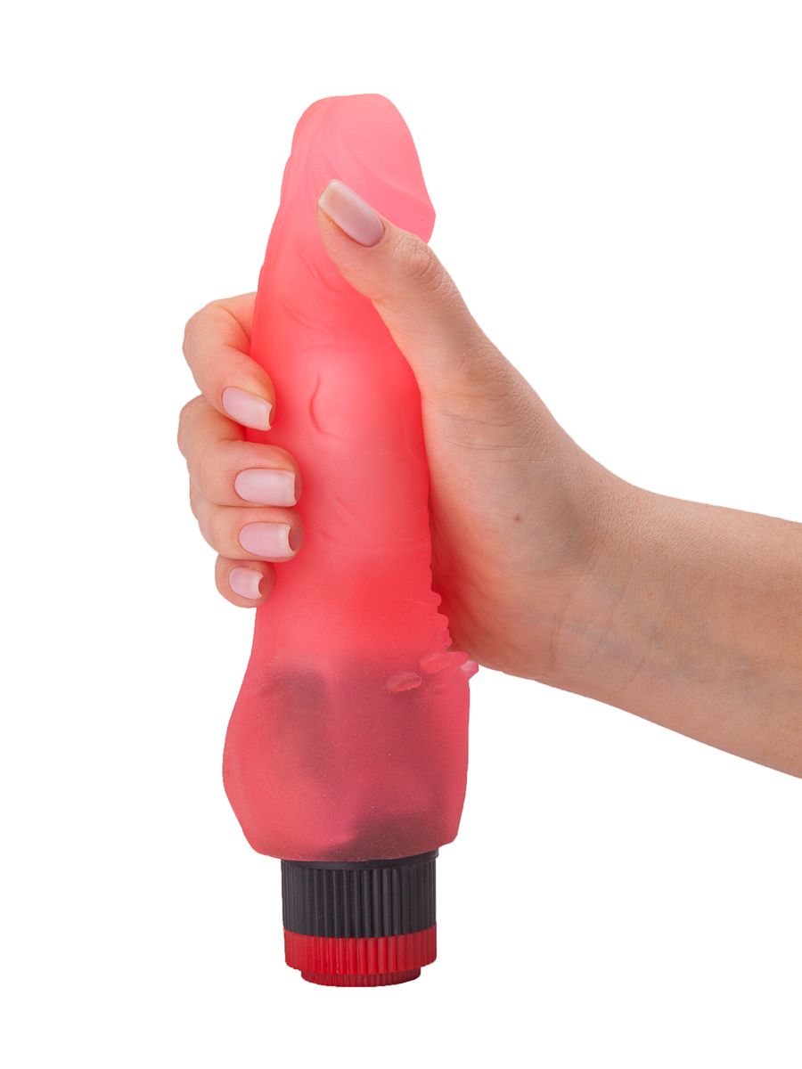 Розовый гелевый вибратор с шипами у основания - 17,8 см. 6