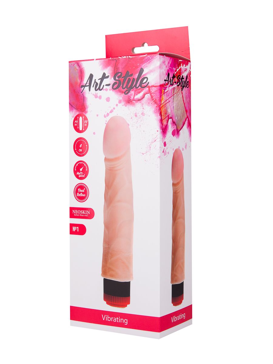 Вибратор с большой розовой головкой ART-Style №1 - 22 см. 2