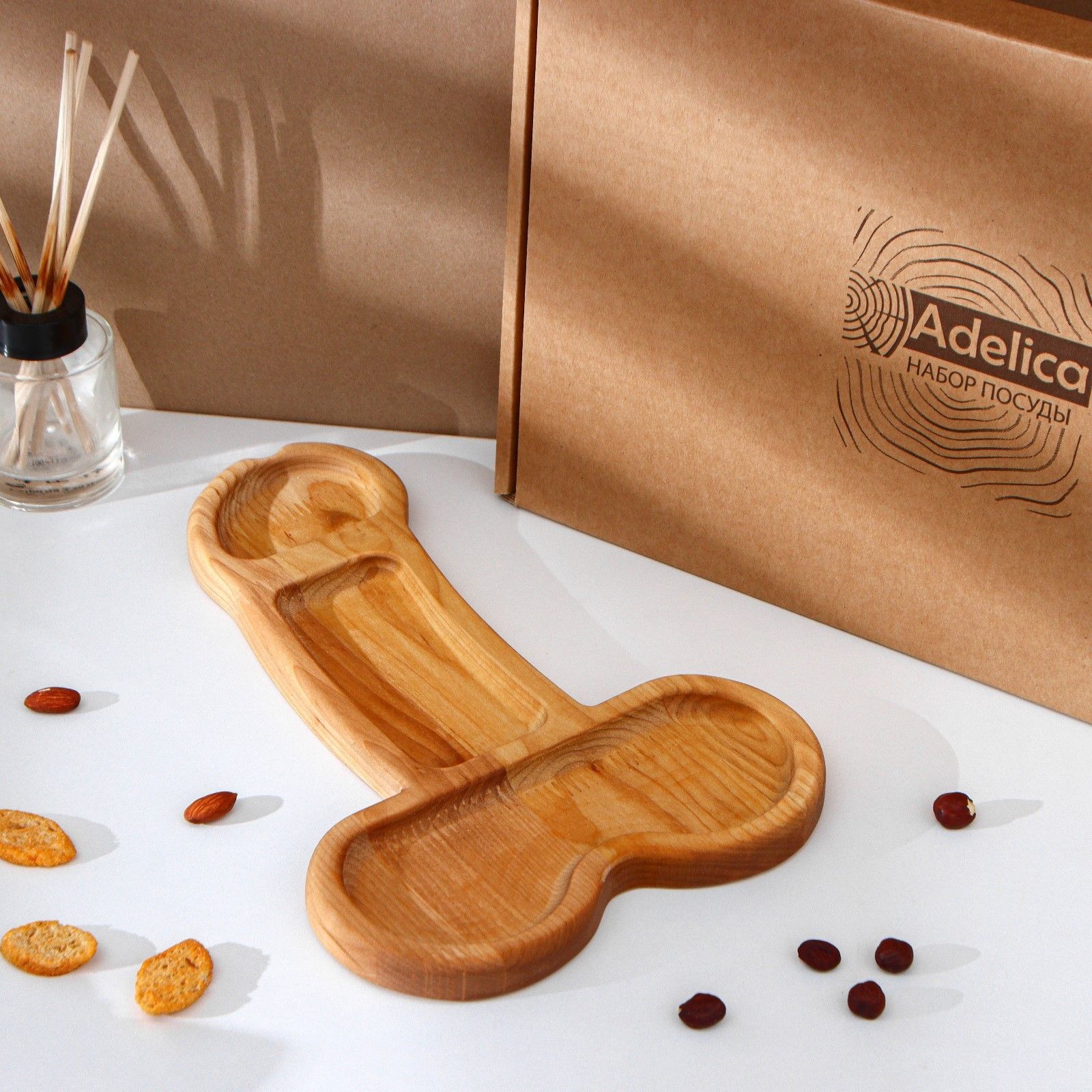 Деревянное блюдо для подачи в форме члена (32,5 х 20 х 1,7 см) 1