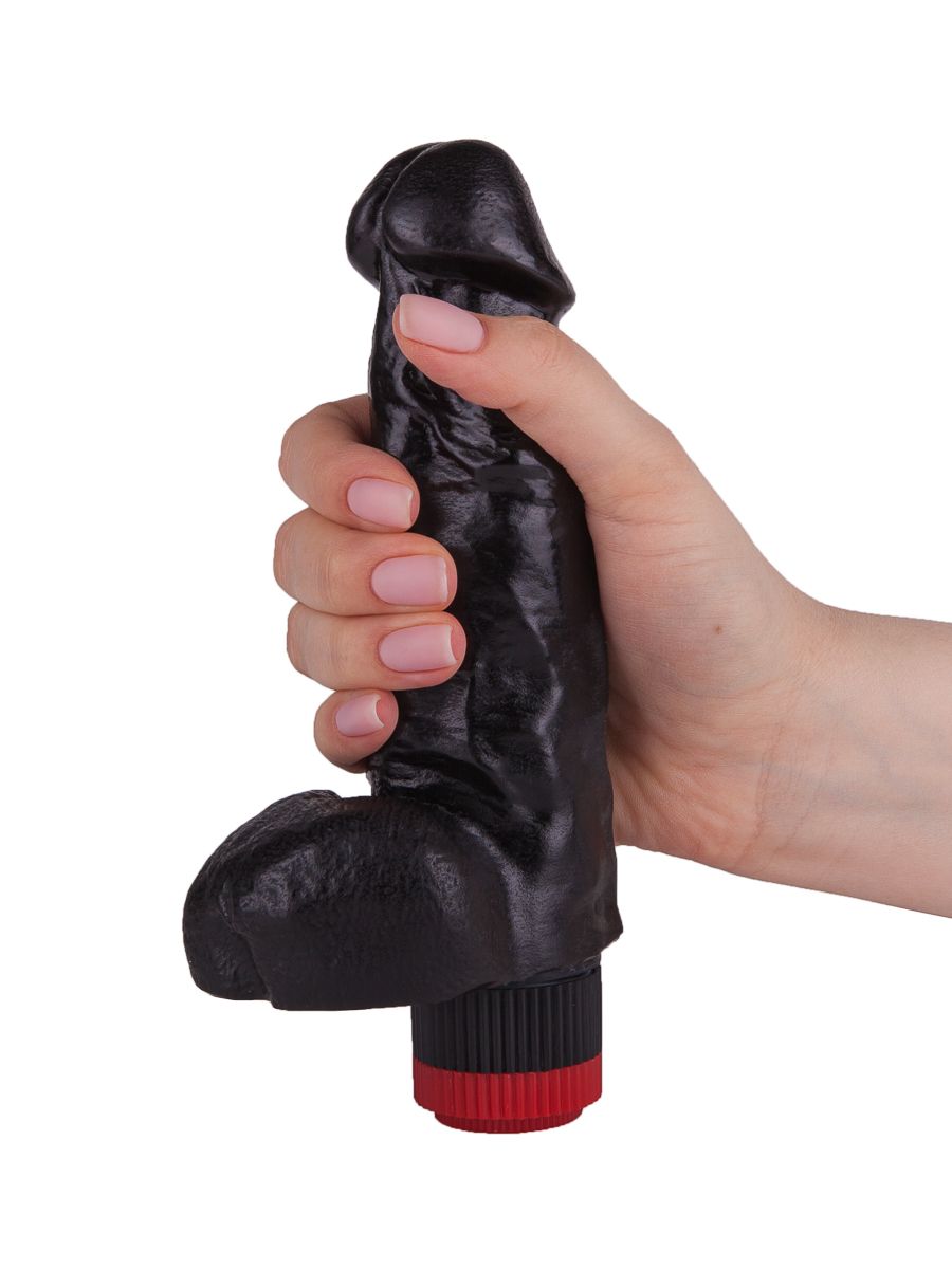 Чёрный фаллический вибромассажёр - 17,8 см. 5