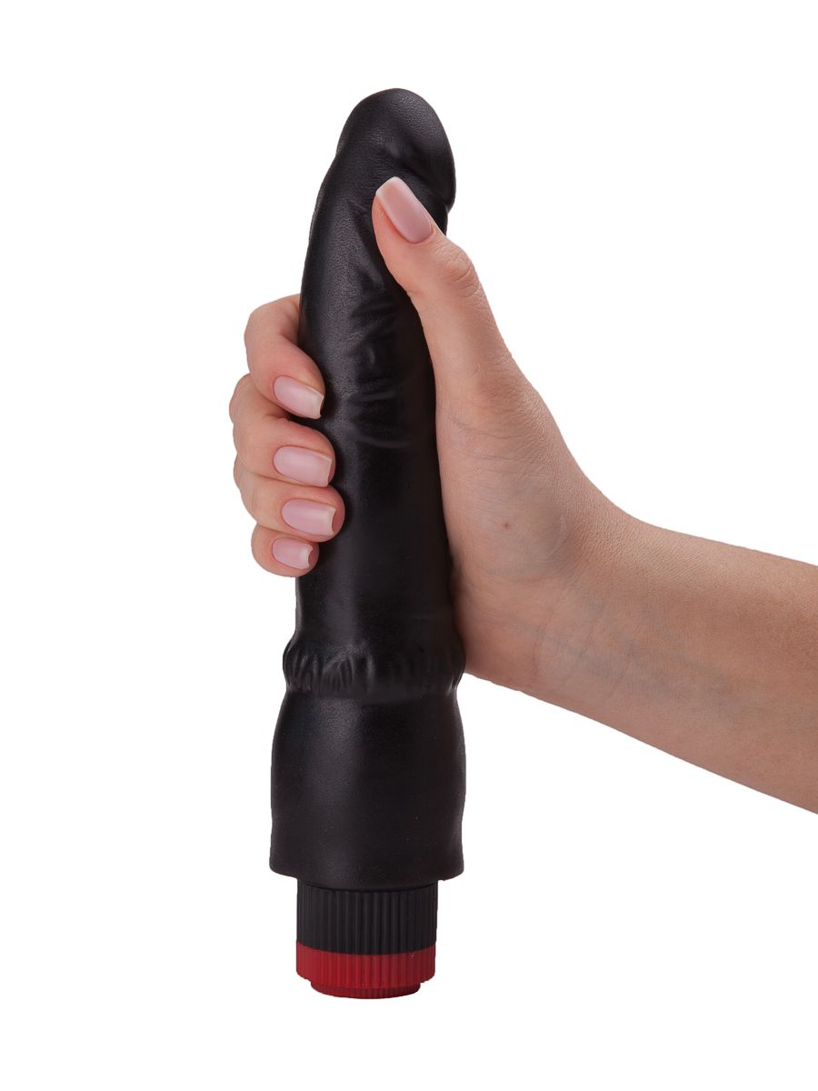 Чёрный вибромассажер-реалистик - 19,3 см. 5