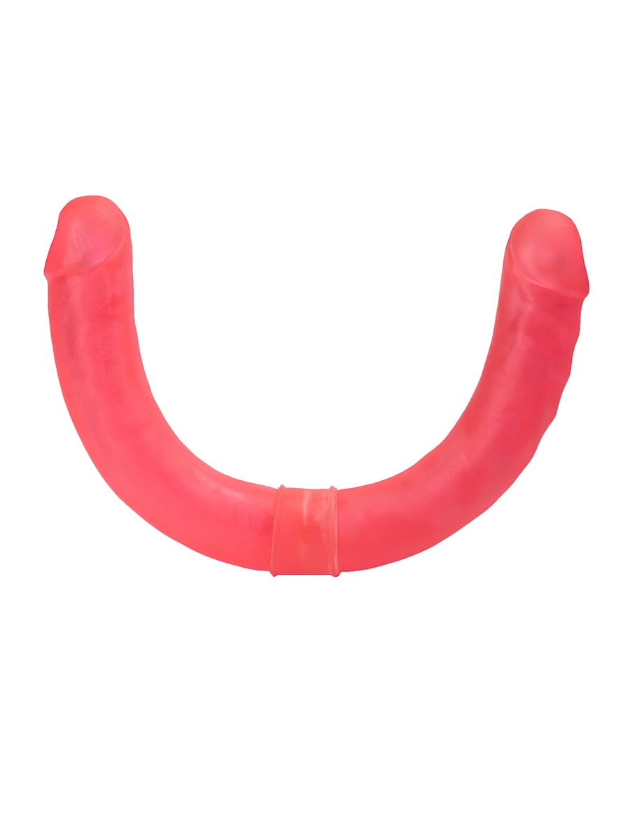 Розовый двусторонний гелевый фаллоимитатор - 44 см. 3