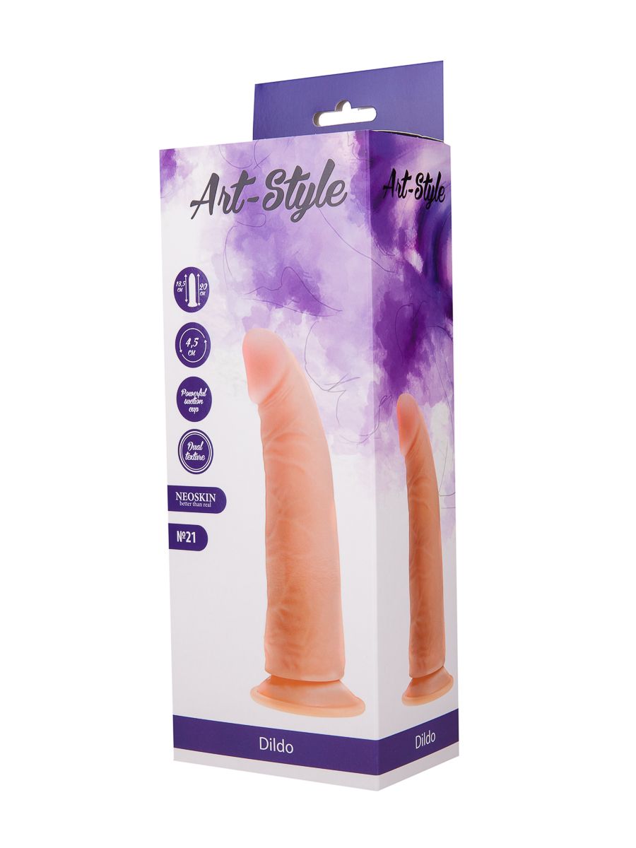 Фаллоимитатор на присоске ART-Style №21 с загнутой головкой - 20 см. 2