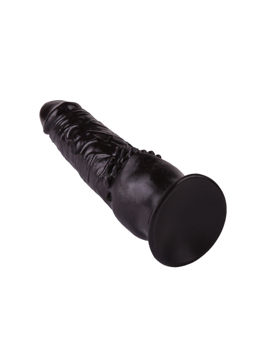 Чёрный фаллоимитатор с клиторальными шипами - 17,8 см. 6