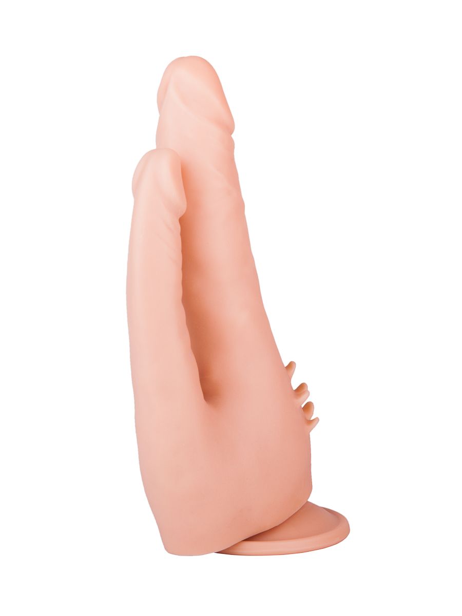 Двойной фаллоимитатор с шипами для массажа клитора - 21 см. 2