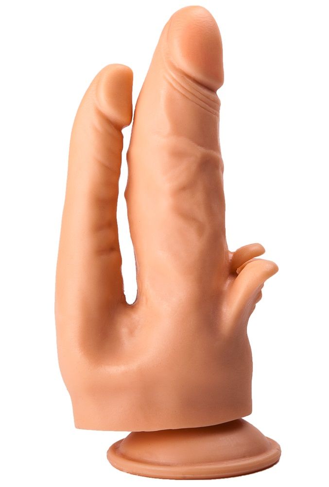 Фаллоимитатор на присоске для тройной стимуляции - 19,5 см. 1