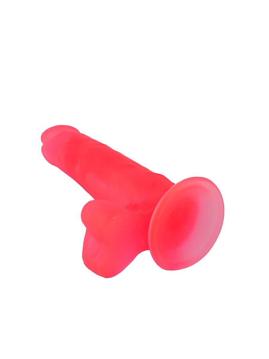 Розовый фаллоимитатор с удлинённой мошонкой - 16,5 см. 4
