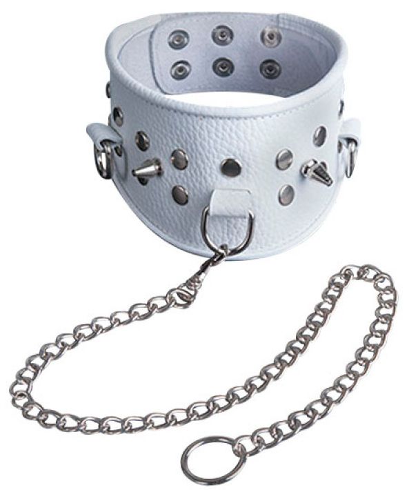 Белый кожаный ошейник 2
