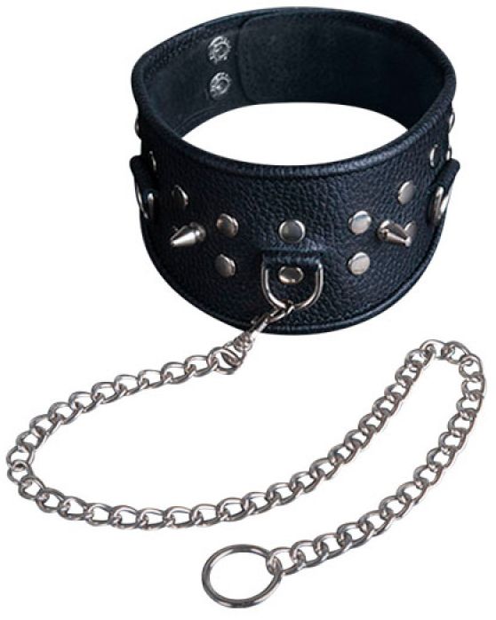 Чёрный ошейник из кожи 2