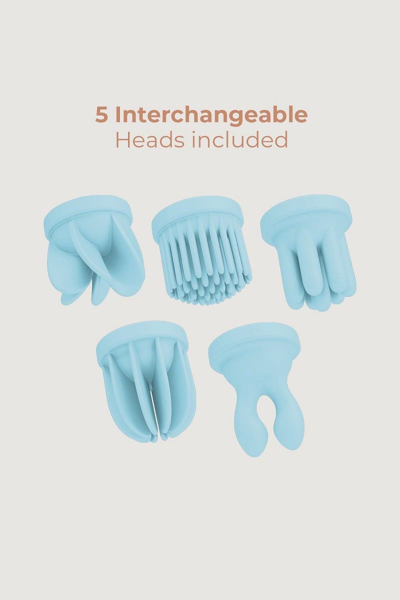 Голубой стимулятор клитора с 5 насадками Caress 3