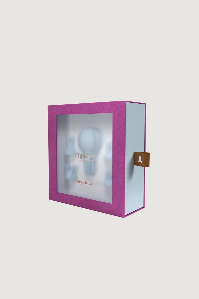 Голубой стимулятор клитора с 5 насадками Caress 7