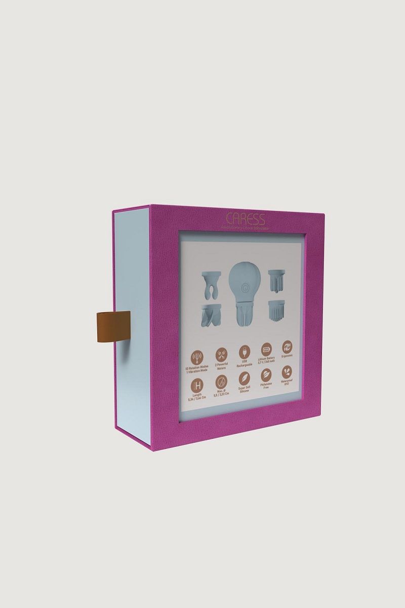 Голубой стимулятор клитора с 5 насадками Caress 8