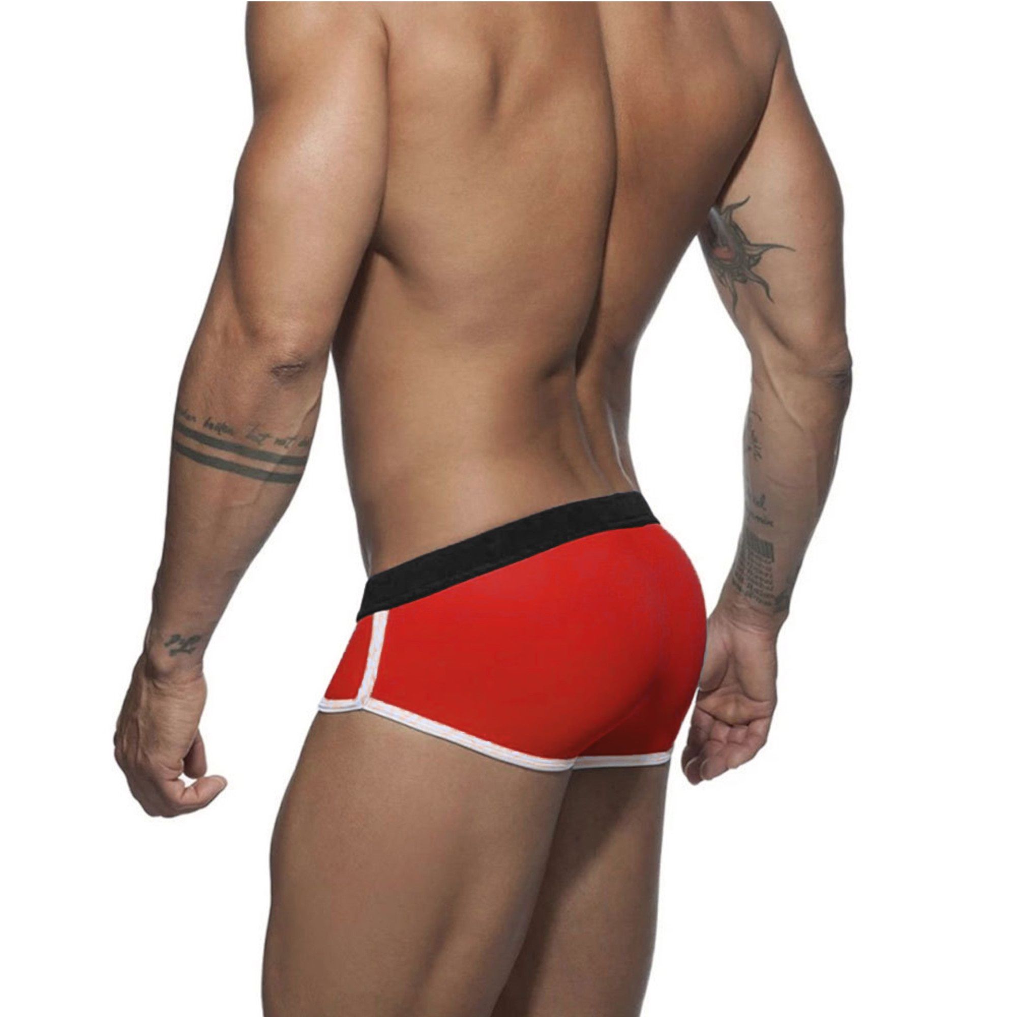 Красные мужские плавки-брифы с контрастной отделкой 3
