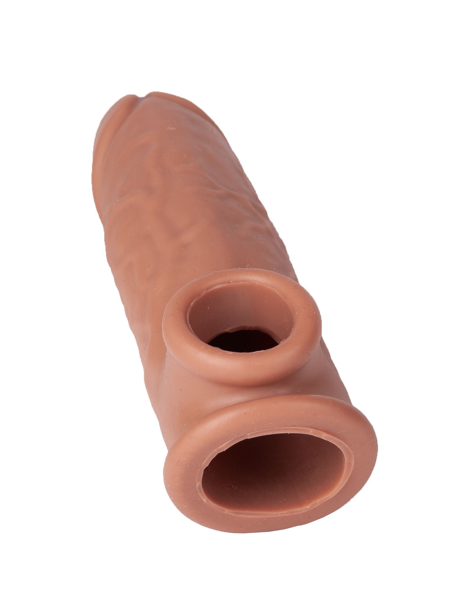 Коричневая удлиняющая насадка с отверстием для мошонки - 18,5 см. 5