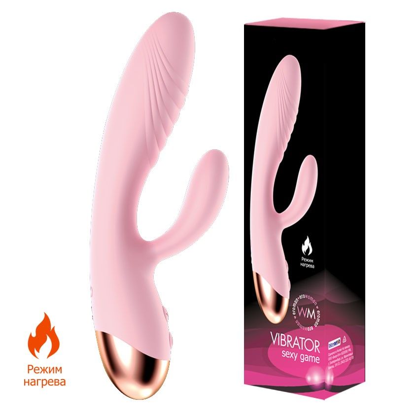 Розовый вибратор-кролик с функцией нагрева 2