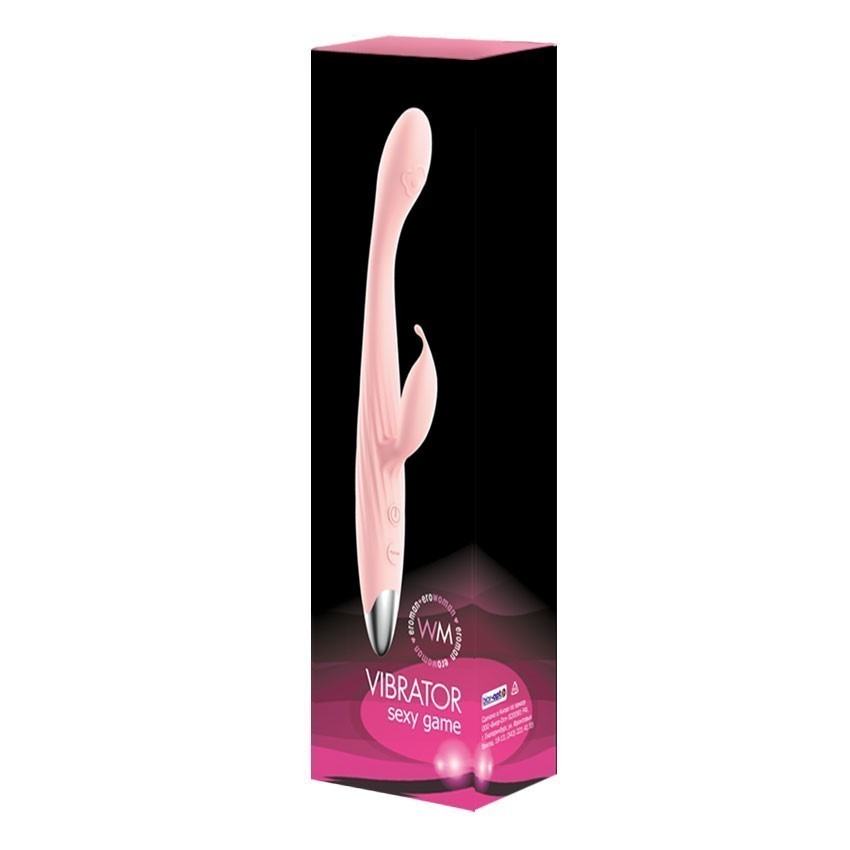 Розовый вибромассажёр для G-стимуляции с клиторальным отростком 3