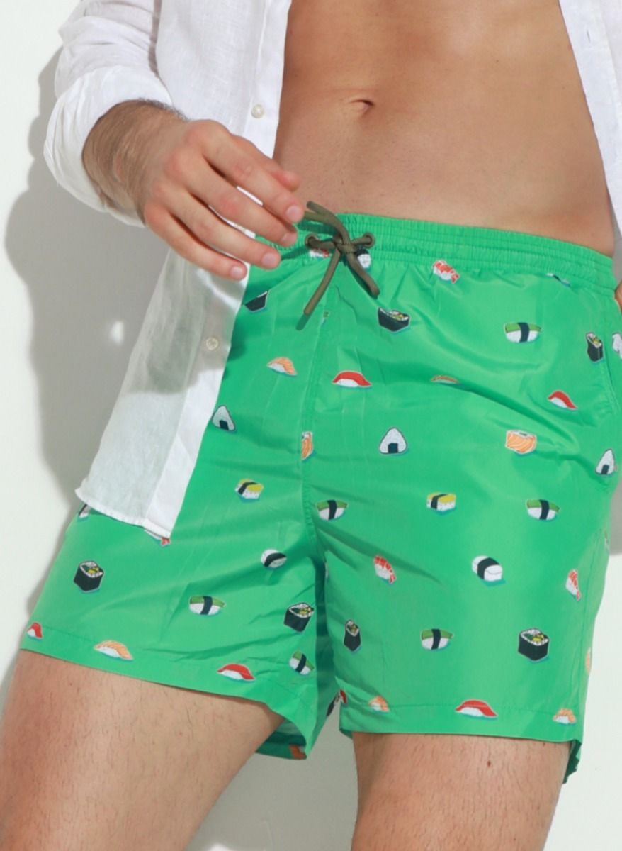 Мужские пляжные шорты с принтом в виде суши 1