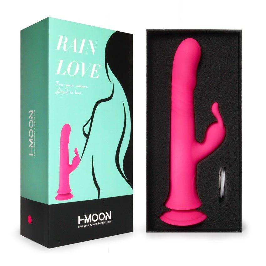 Розовый вибратор-кролик с возвратно-поступательными движениями и ротацией - 24,2 см. 11