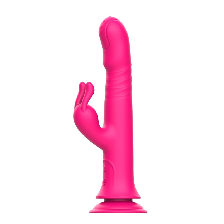Розовый вибратор-кролик с возвратно-поступательными движениями и ротацией - 24,2 см. 6