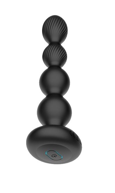 Черная анальная виброцепочка с ротацией и пультом ДУ - 17,7 см. 3