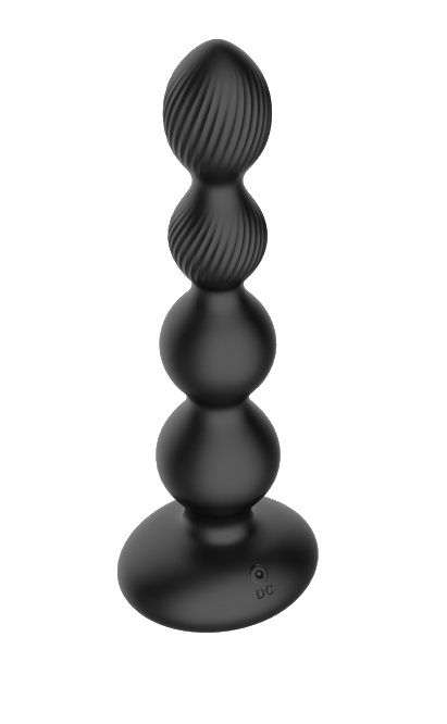 Черная анальная виброцепочка с ротацией и пультом ДУ - 17,7 см. 4