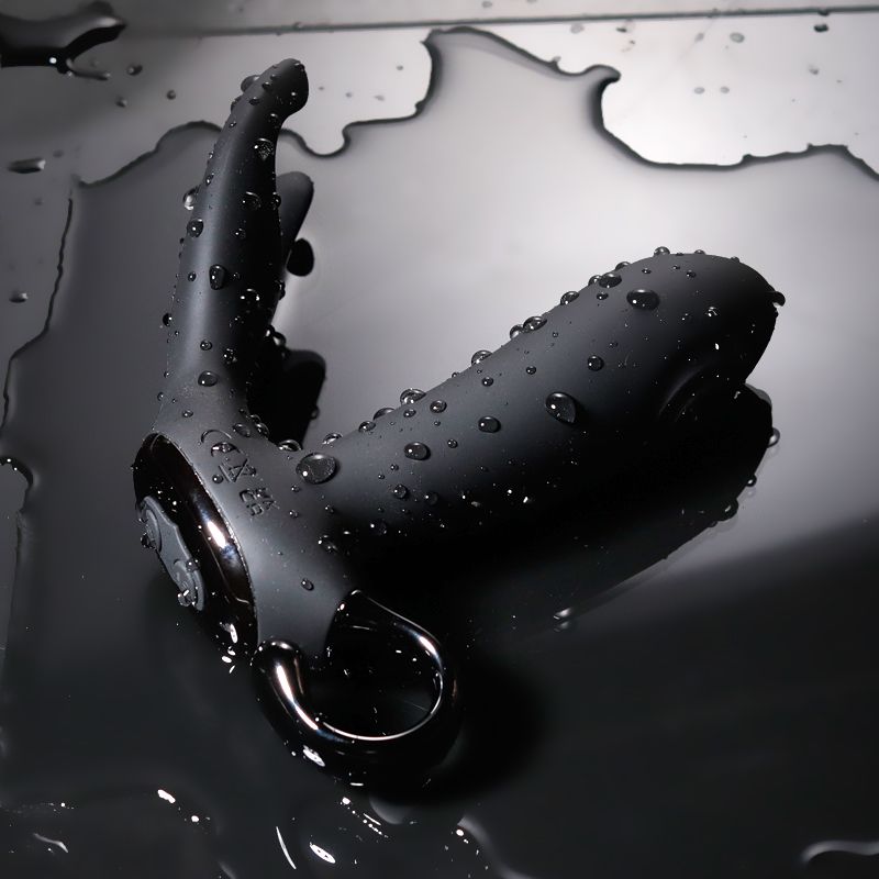 Черный вибромассажер простаты с эффектом маятника и пультом ДУ - 16 см. 11