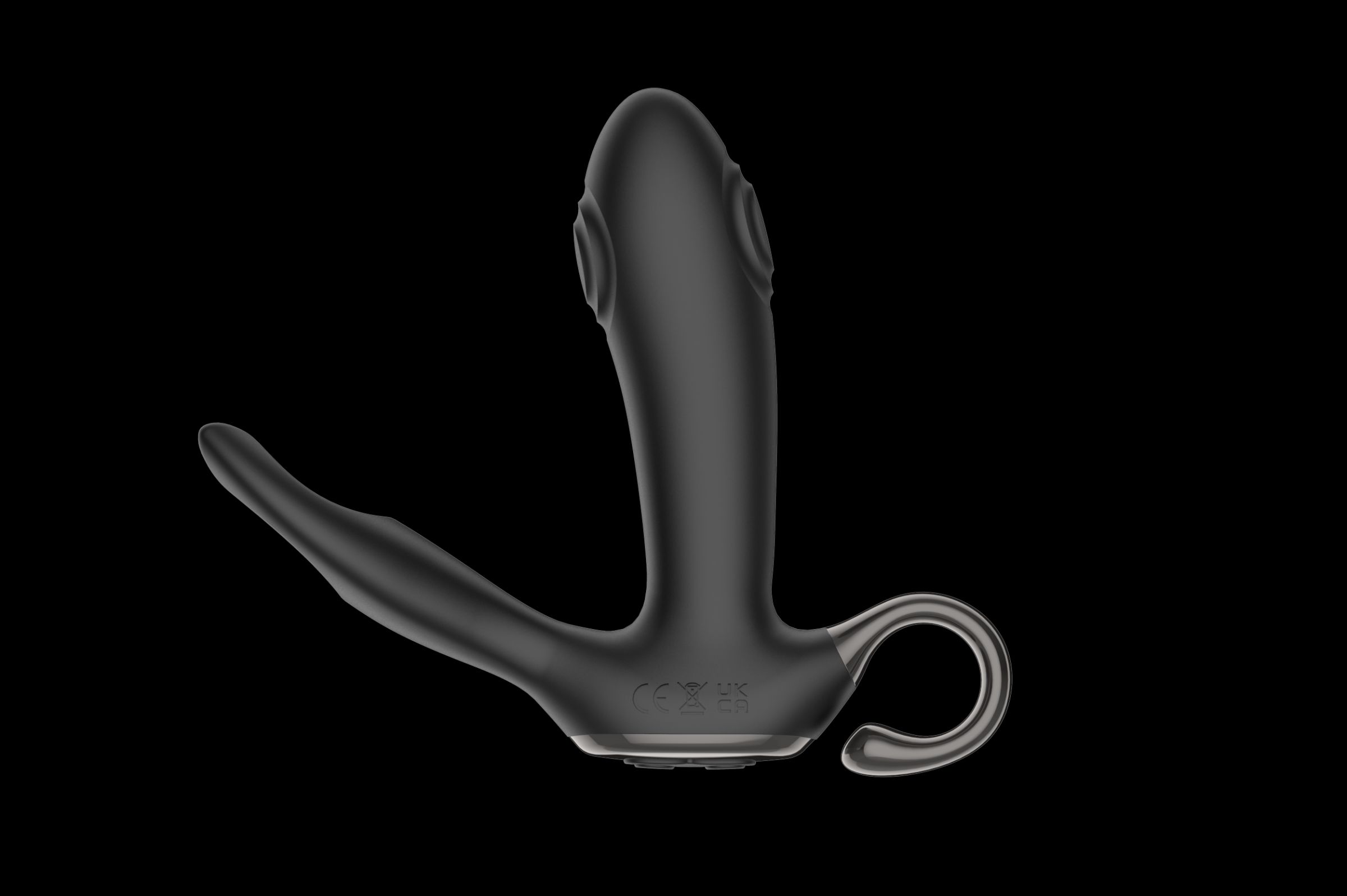 Черный вибромассажер простаты с эффектом маятника и пультом ДУ - 16 см. 5