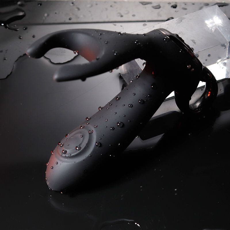 Черный вибромассажер простаты с эффектом маятника и пультом ДУ - 16 см. 10