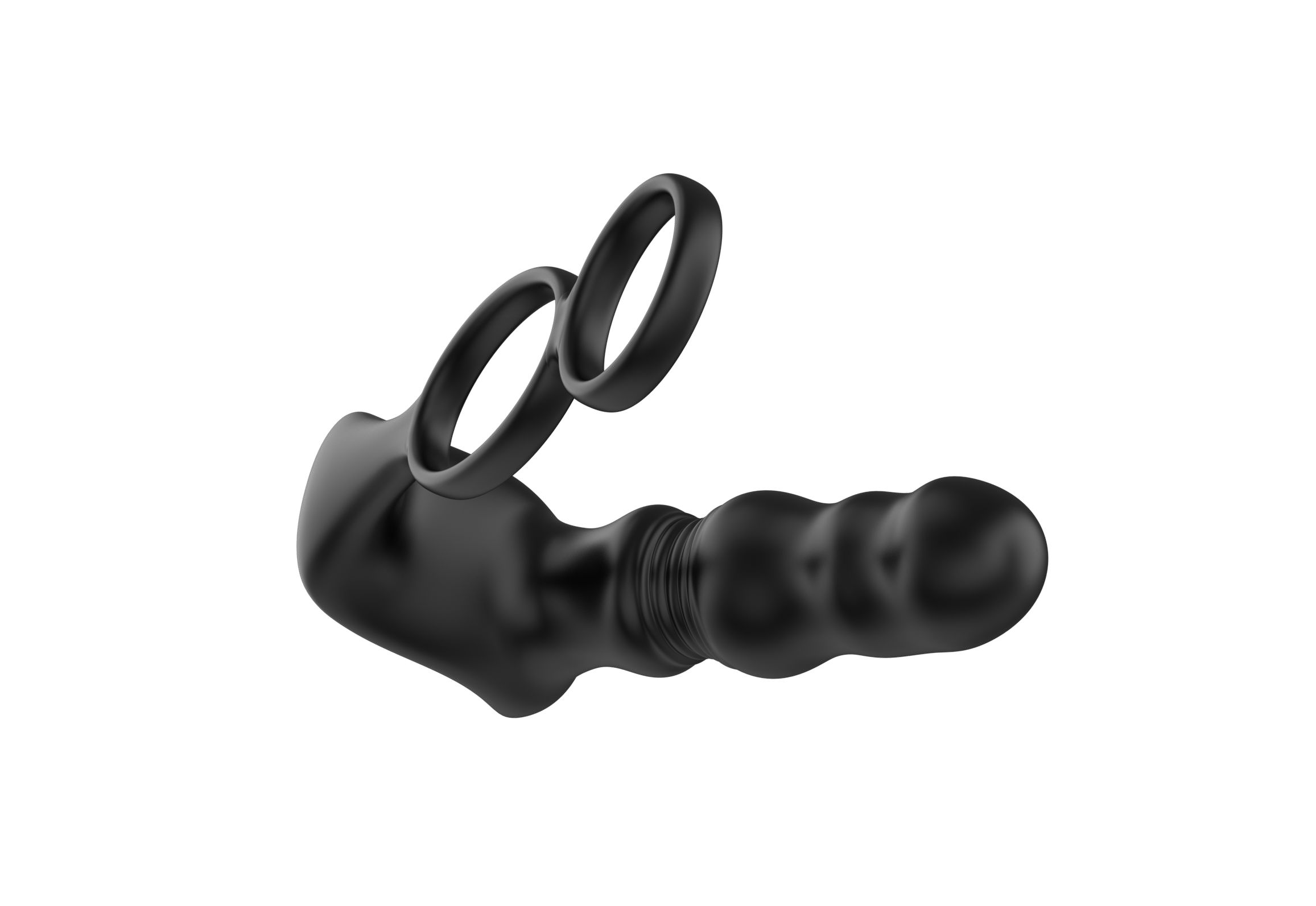 Черный вибростимулятор простаты с поступательными движениями и пультом ДУ 3