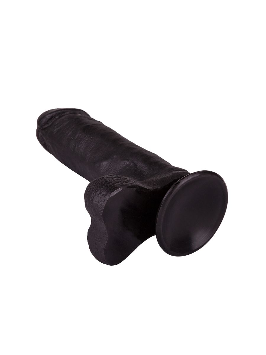 Чёрный дилдо на присоске - 19 см. 4